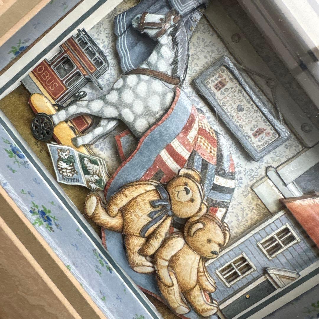 テディベア　デコパージュシャドーボックス額壁飾り