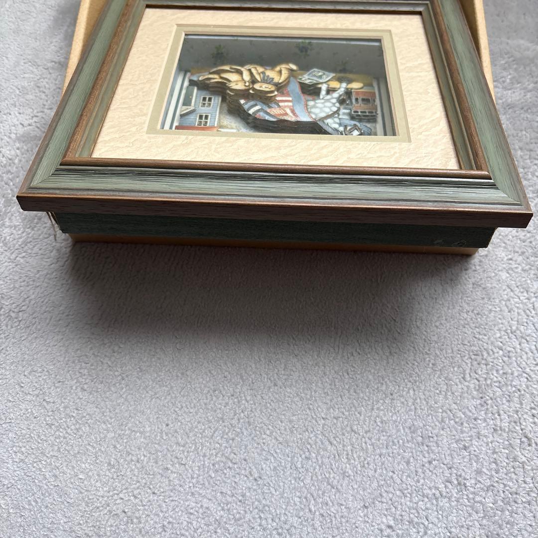 テディベア　デコパージュシャドーボックス額壁飾り