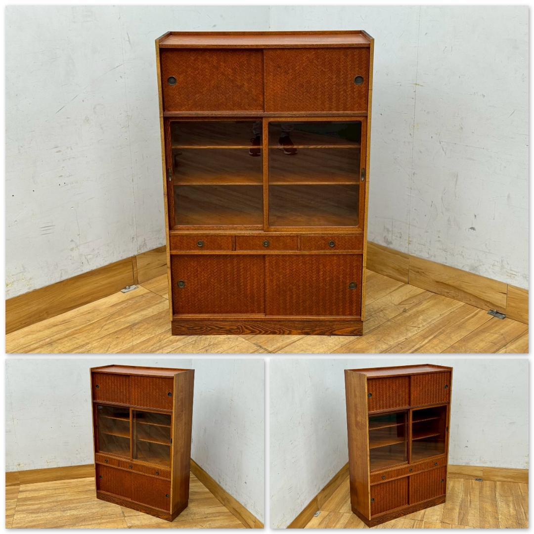 H1513☆美品☆棚　和家具　茶棚　和箪笥　昭和レトロ　食器棚　水屋箪笥　和風