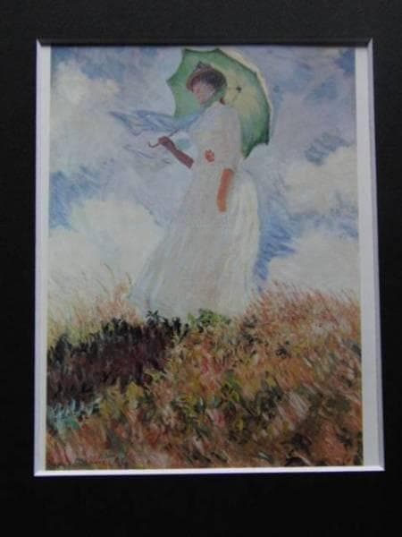 クロード・モネ、日傘をさす女、希少画集画、新品額装付