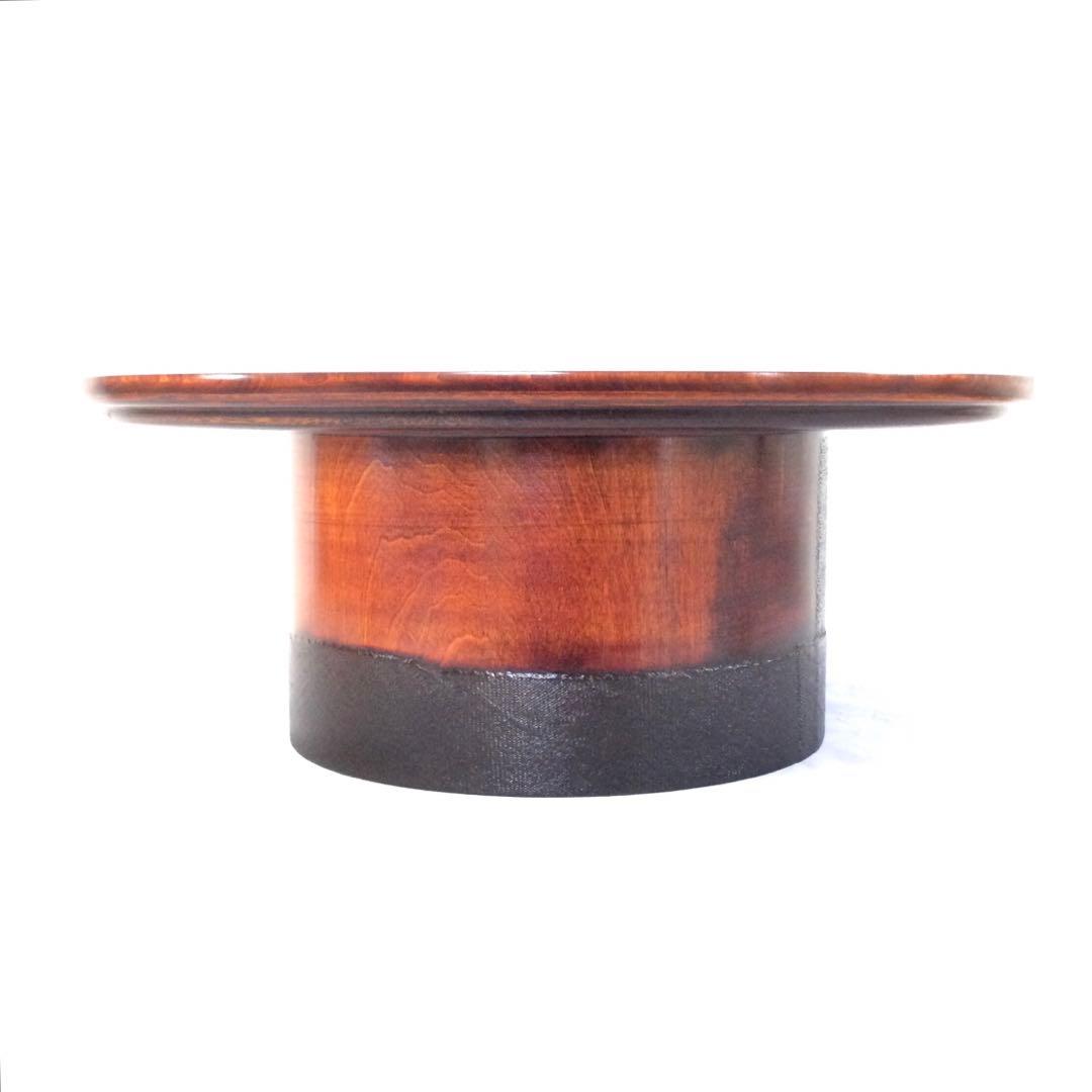 漆器 飾り台 丸台 高足台 天然木 B642