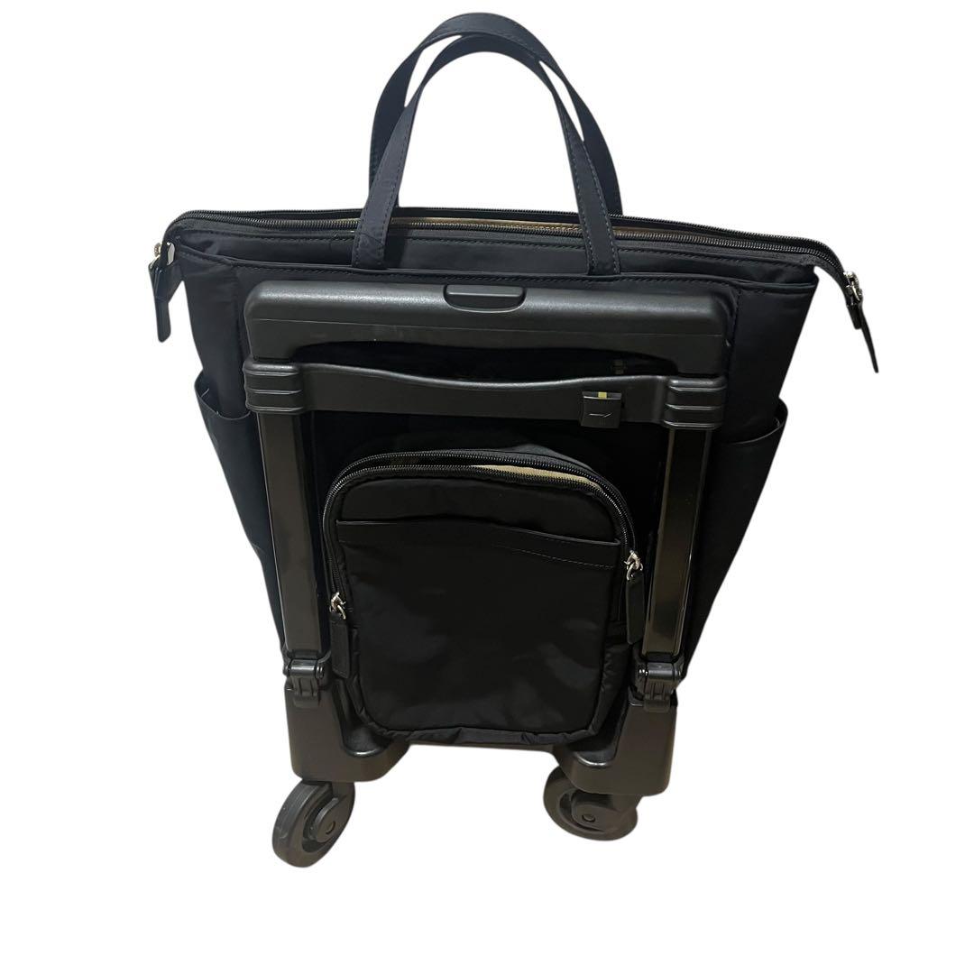 サテンフリルが素敵♪スワニー お買い物 キャリーカート ブラック