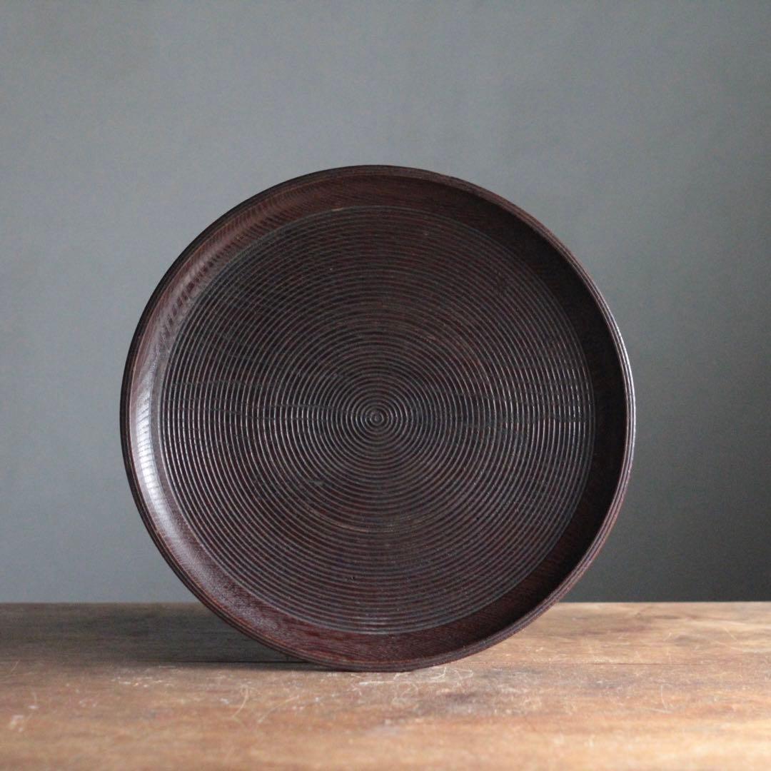 千筋 独楽文 盆 古道具 アンティーク 千筋段文 酒器盆