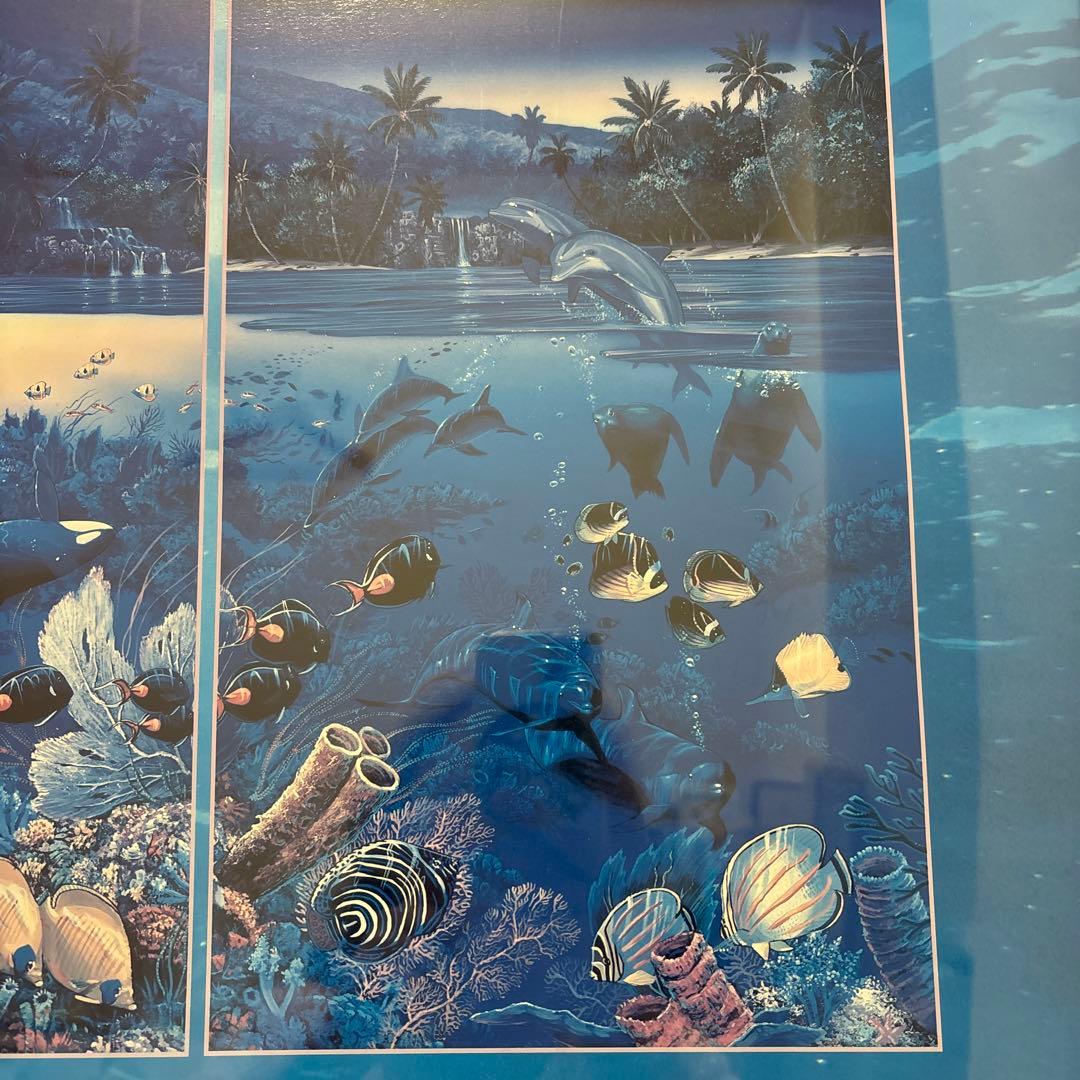 クリスチャン・リース・ラッセン　ハーモニー　額装　ポスター　イルカ　海　マウイ