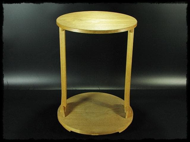 駒沢 利斎 利休好 桐 丸卓 棚物 茶道具 千家十職 指物師 共箱 f309