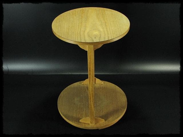 駒沢 利斎 利休好 桐 丸卓 棚物 茶道具 千家十職 指物師 共箱 f309