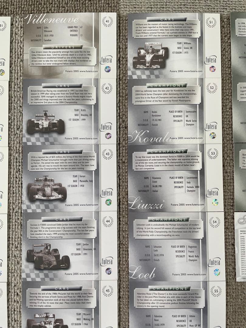 2005 FUTERA GRAND PRIX F1 レギュラーカード63種セット