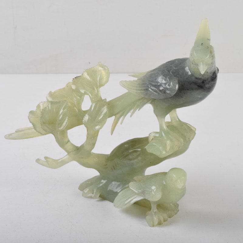 中国　玉石彫刻　鳥　置物　C　8647