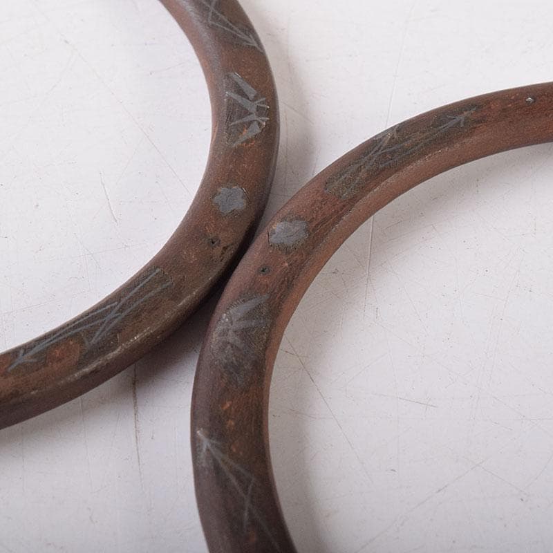 茶道具　高木治良兵衛造　象嵌入　鉄丸環　共箱　C　7552