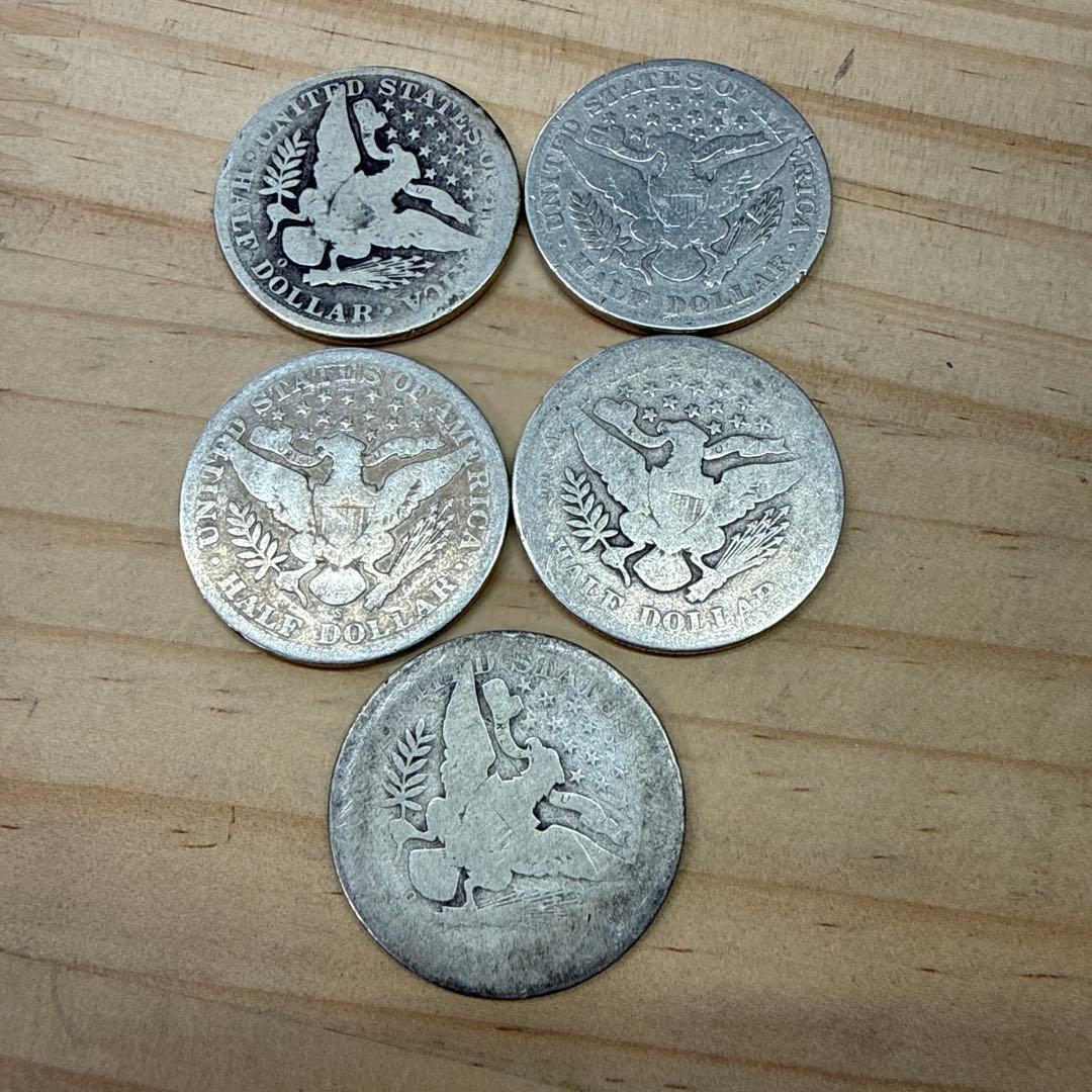 1903年　バーバーハーフダラー　アメリカ銀貨 5枚セット