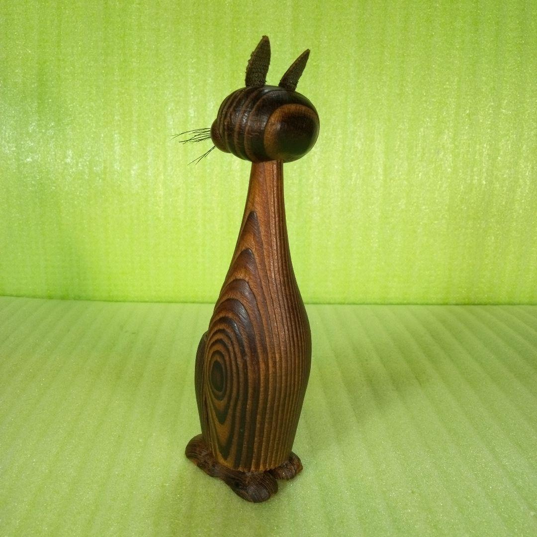 木製　猫型爪楊枝入れ　つまようじ立て　フィギュア　オブジェ　レア　希少