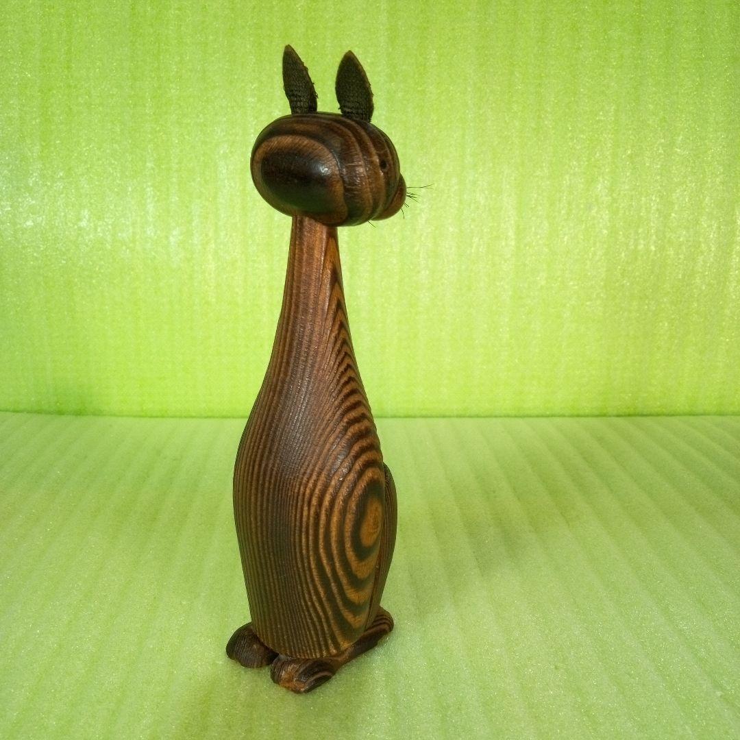 木製　猫型爪楊枝入れ　つまようじ立て　フィギュア　オブジェ　レア　希少