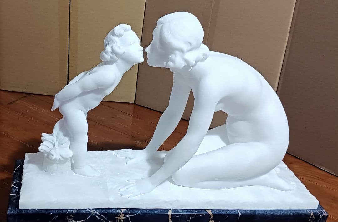 ウンベルト スティアチーニ 母子裸像 アラバスター 19~20世紀 イタリア製