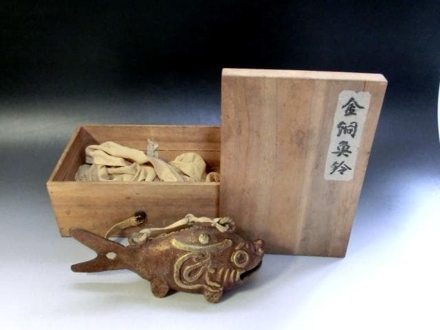 置物■金魚 金銅魚鈴 置物 魚型 オブジェ 鐘 時代物 骨董品 珍品 希少■