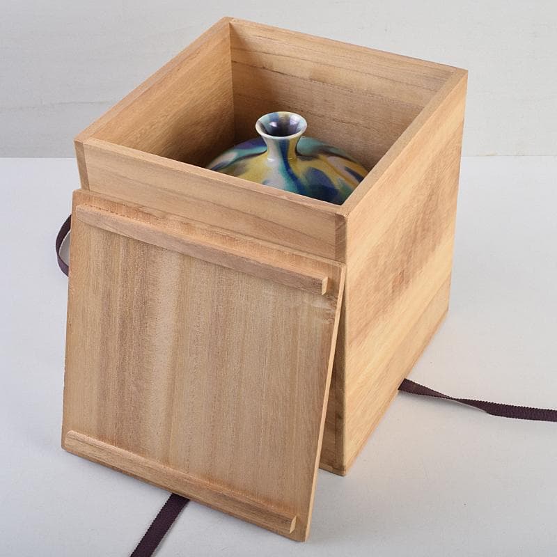 九谷焼　柳雨軒　三代八十吉　徳田正彦作　彩釉　壷　共箱　U　R9360B