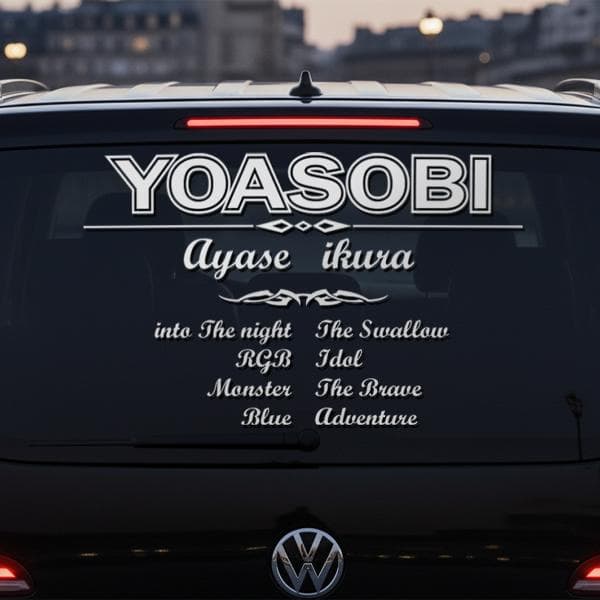 車用特大 ファン ステッカー 白 YOASOBI シール