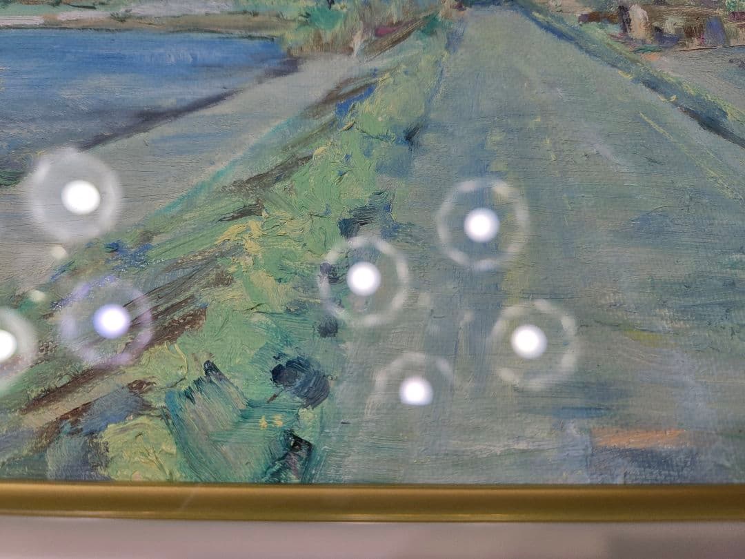 【美品】 肉筆油彩風景画 ホワイト額縁フレームつき「白馬連峰」6号サイズ