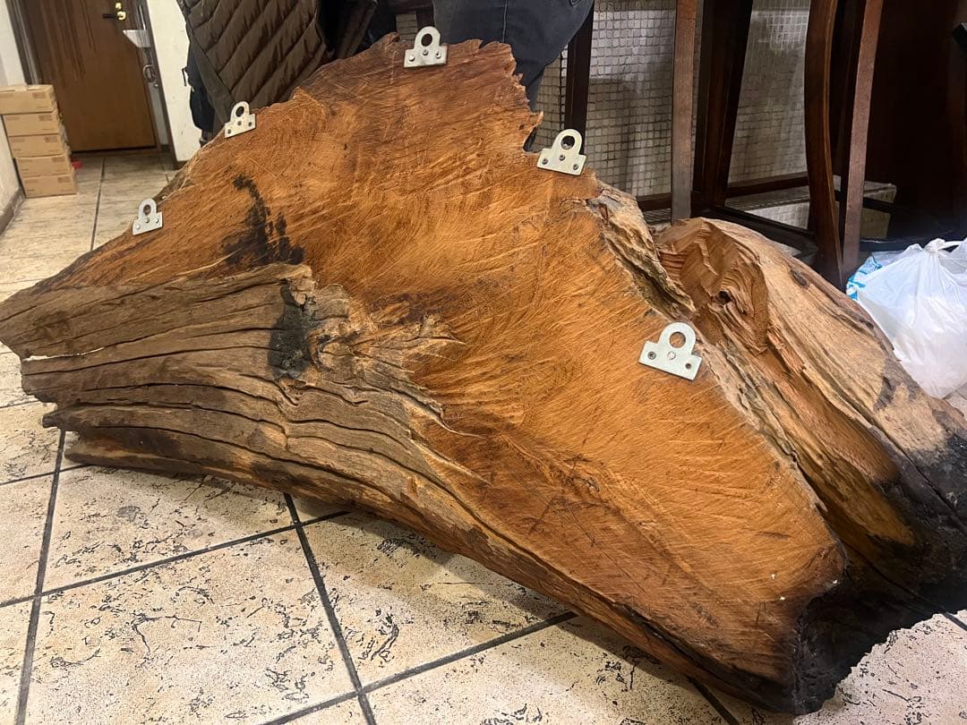 タイ伝統木彫｜老木チーク一木彫大レリーフ ｜店舗什器｜一点物｜幅145｜商売繁盛