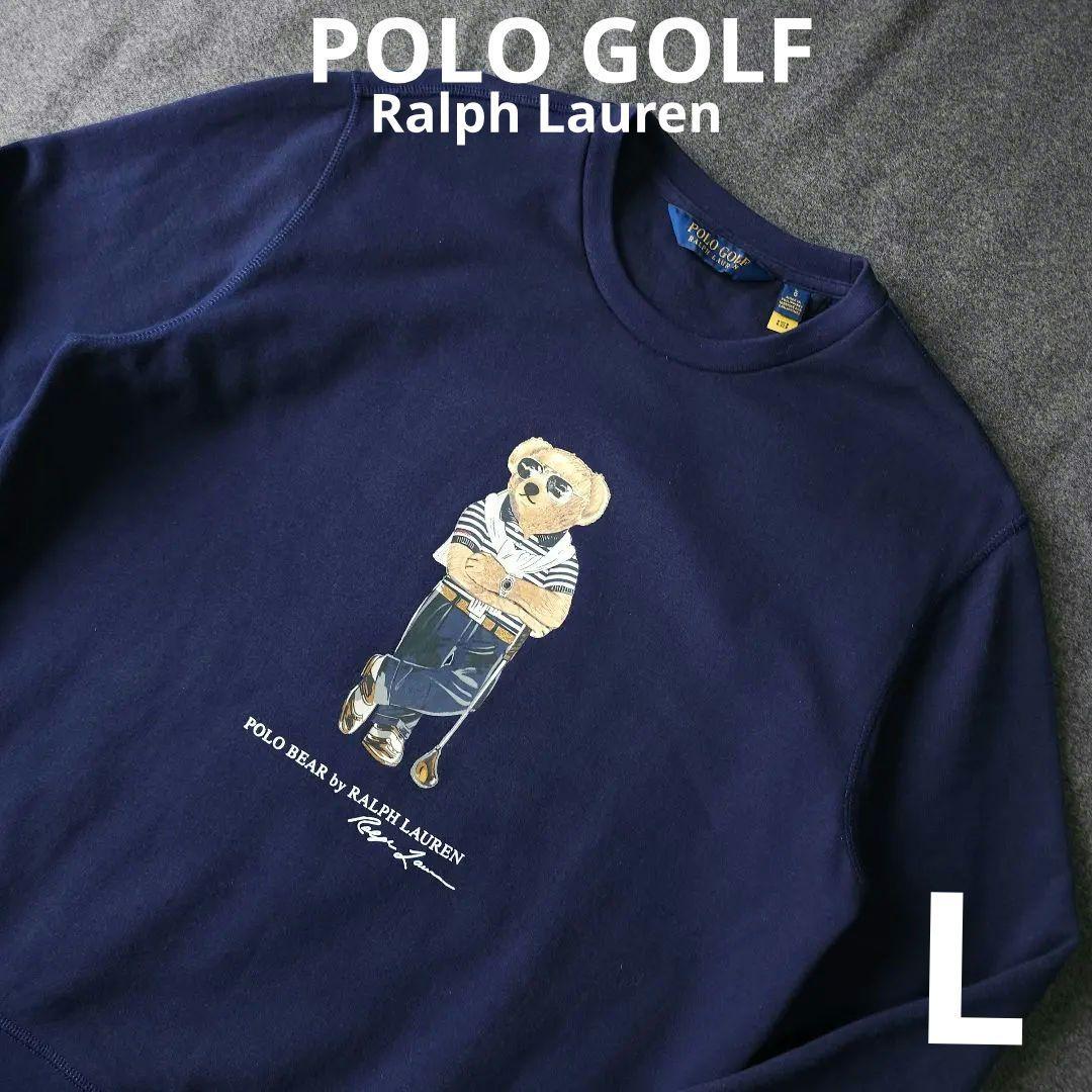 近年モデル ポロゴルフ ポロベア 裏起毛 長袖ゴルフトレーナー ネイビー L