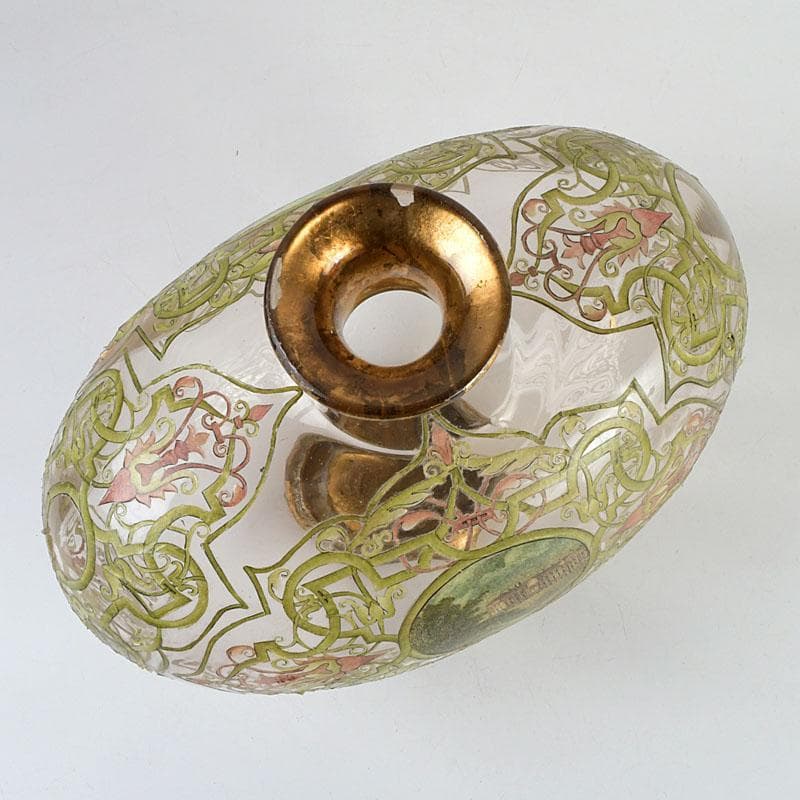 アンティーク　ガラス工芸　風景図　花瓶　C　9410