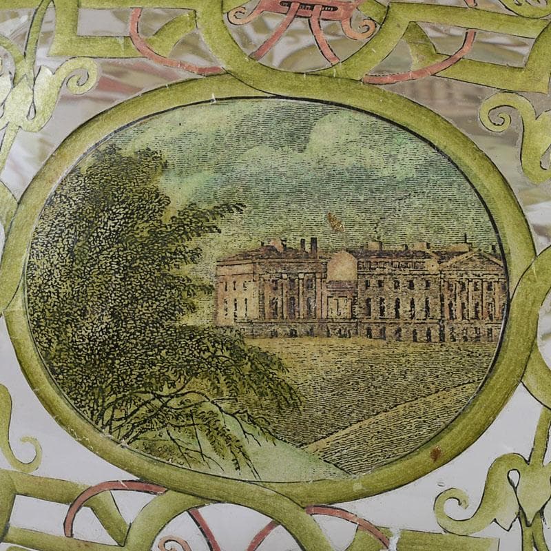 アンティーク　ガラス工芸　風景図　花瓶　C　9410