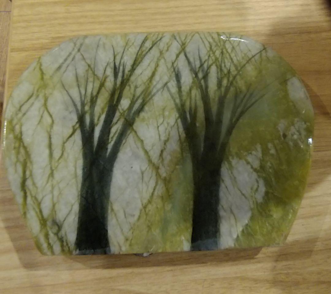 ヴィンテージ　中国　着色翡翠(?)　アート　森の作品　天然石パワーストーン　置物