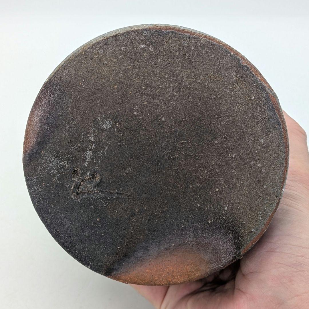 安井徹 備前焼 耳付窯変花入 共箱共布栞 花器 フラワーベース 花瓶 花生 置物