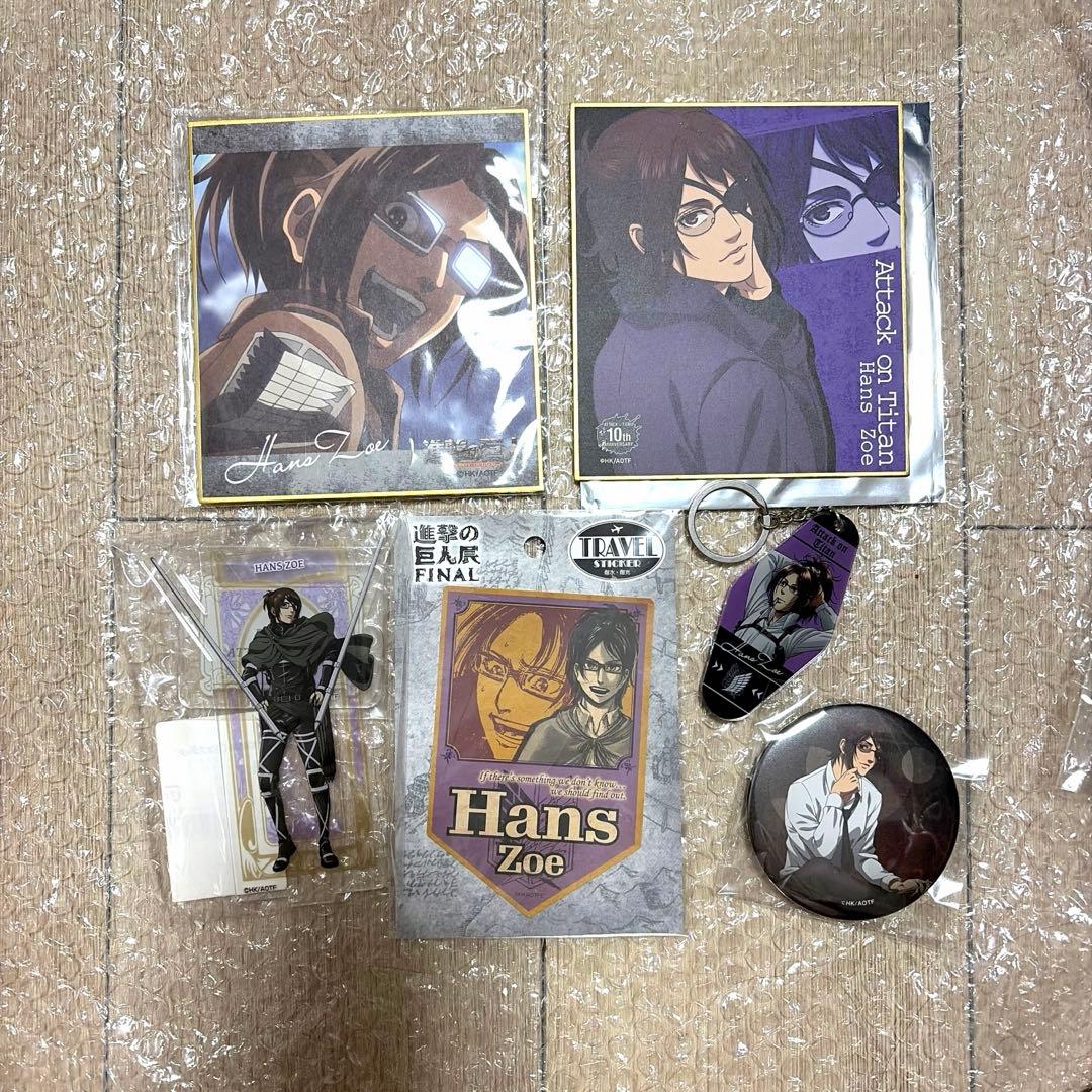 進撃の巨人　ハンジ　色紙　カラオケの鉄人　DMM アクリルスタンド　缶バッジ