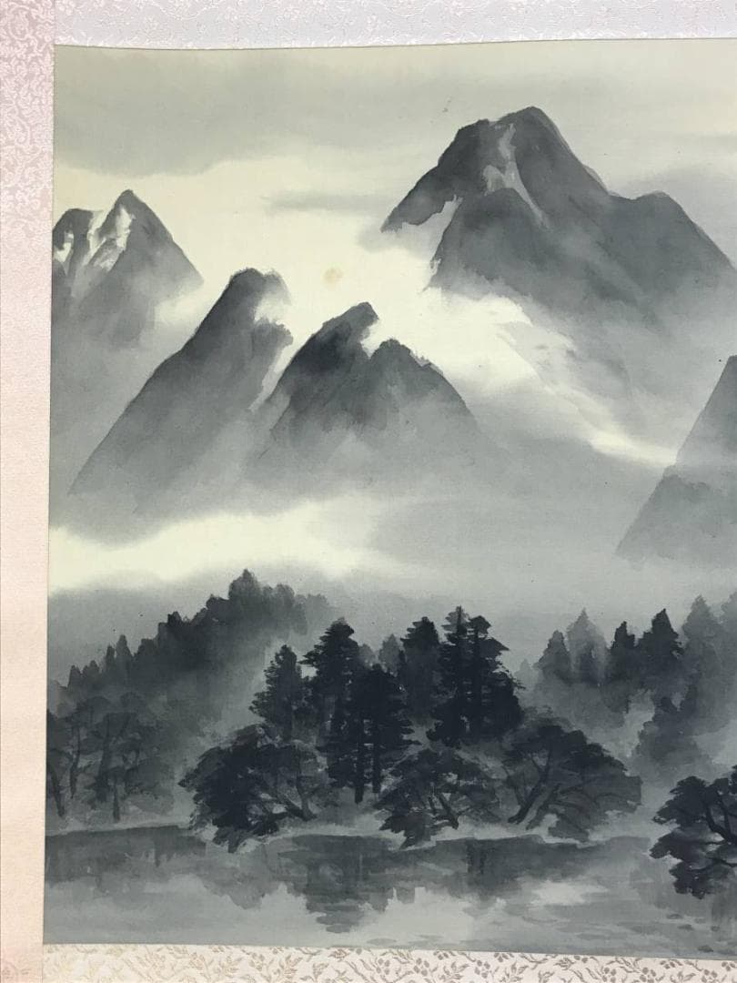 真作/佐藤耕寛/山水図/水墨山水図/横物/掛軸/名家伝来/AE-112