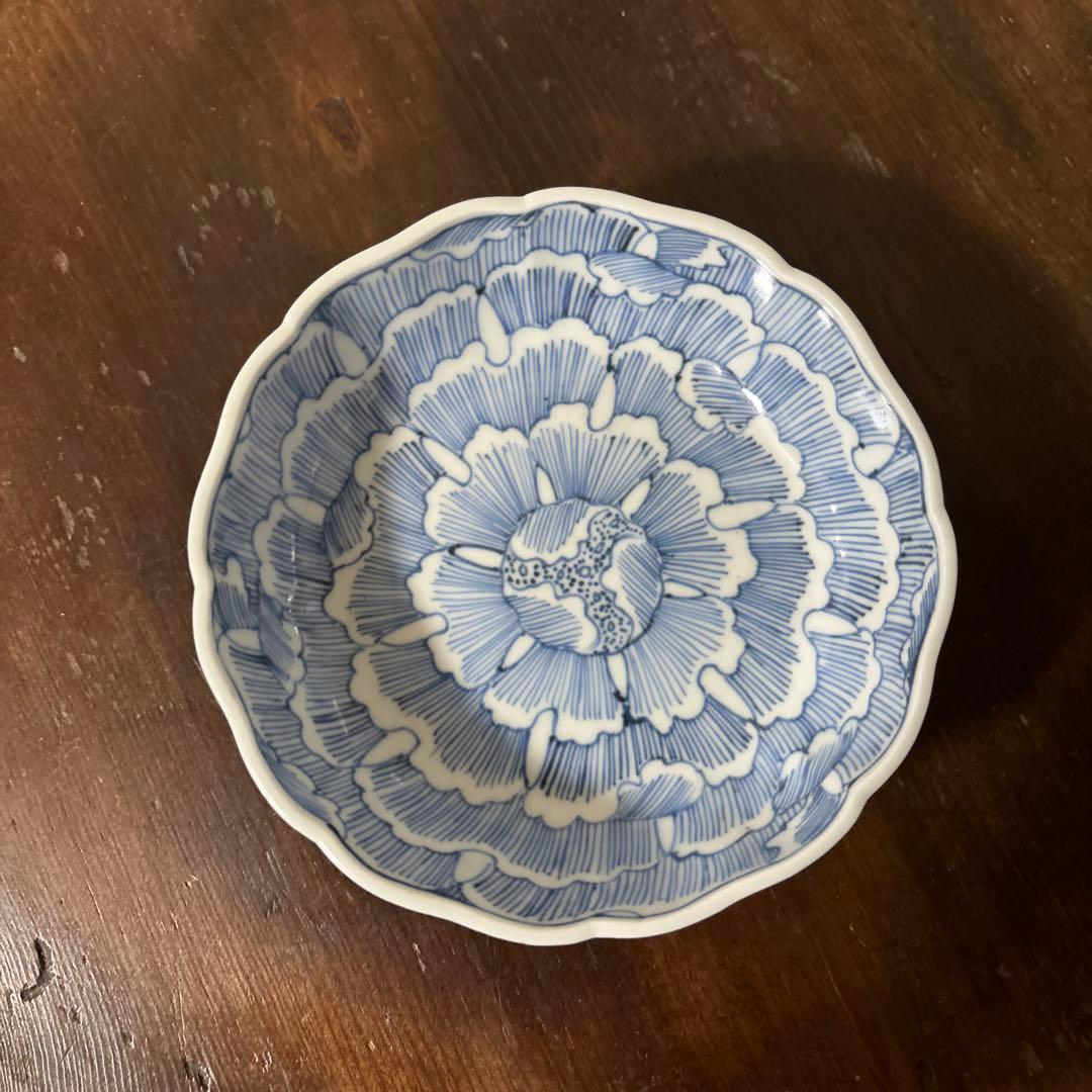 古伊万里　染付なます皿　5枚　膾皿　唐草　アンティーク　古道具　白洲正子　李朝