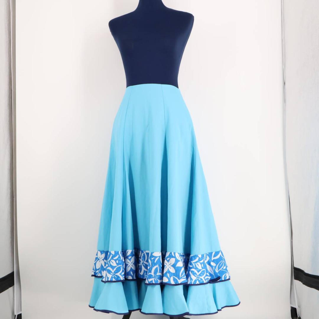 【美品 フラメンコ衣装】ブルー アトリエ貴美恵 ファルダ スカート ボランテ