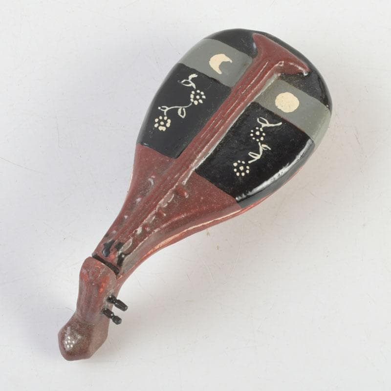 茶道具　横山朝陽作　陶器製　呉須絵　琵琶香合　干支巳　共箱　V　9346