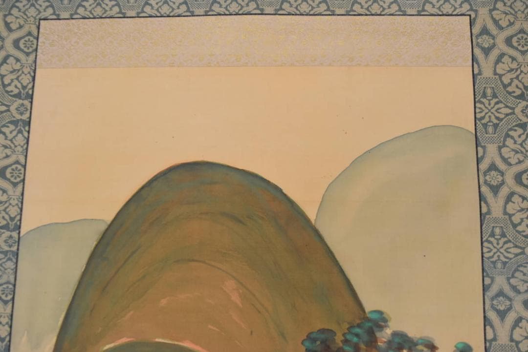 【真作】静雪/山水人物図/掛軸/名家伝来/AA-898