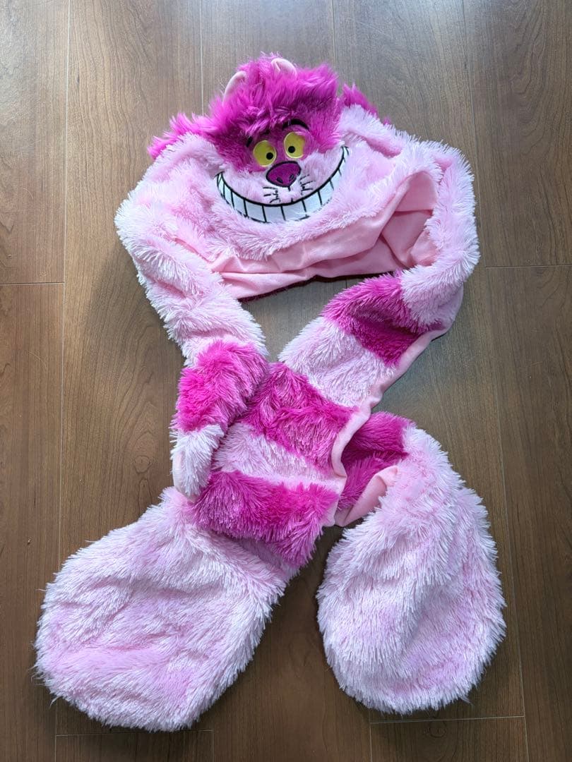 チェシャ猫　フード付きマフラー　動く