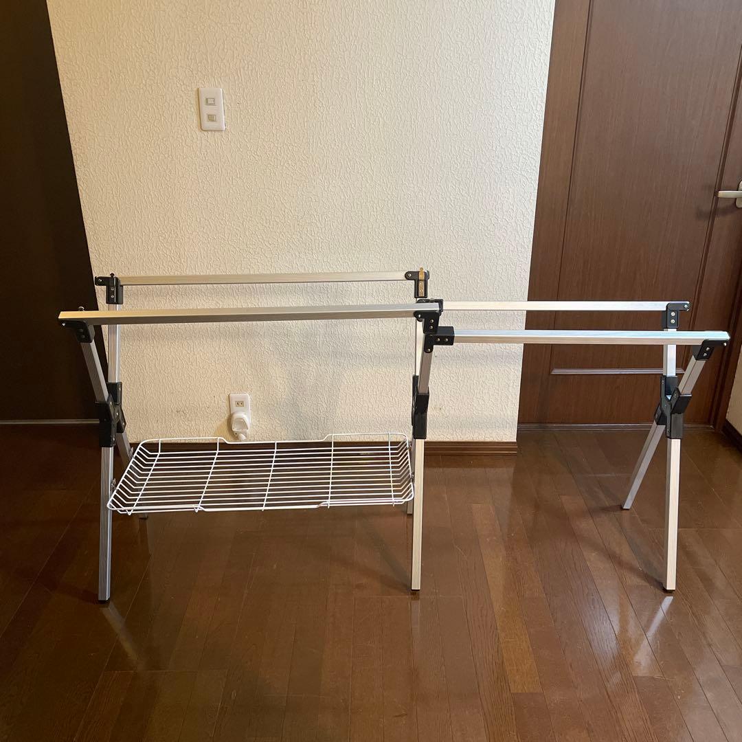 Coleman アルミテーブル 長方形 収納棚付き