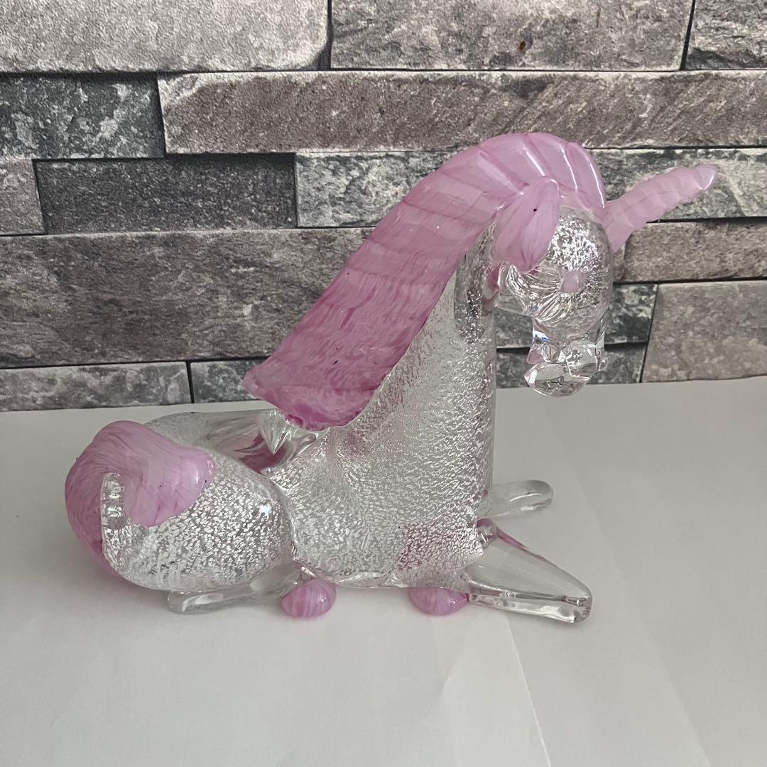 レトロ　ガラス置物　硝子細工　馬　ユニコーン　ベネチアングラス？　ムラーノ？