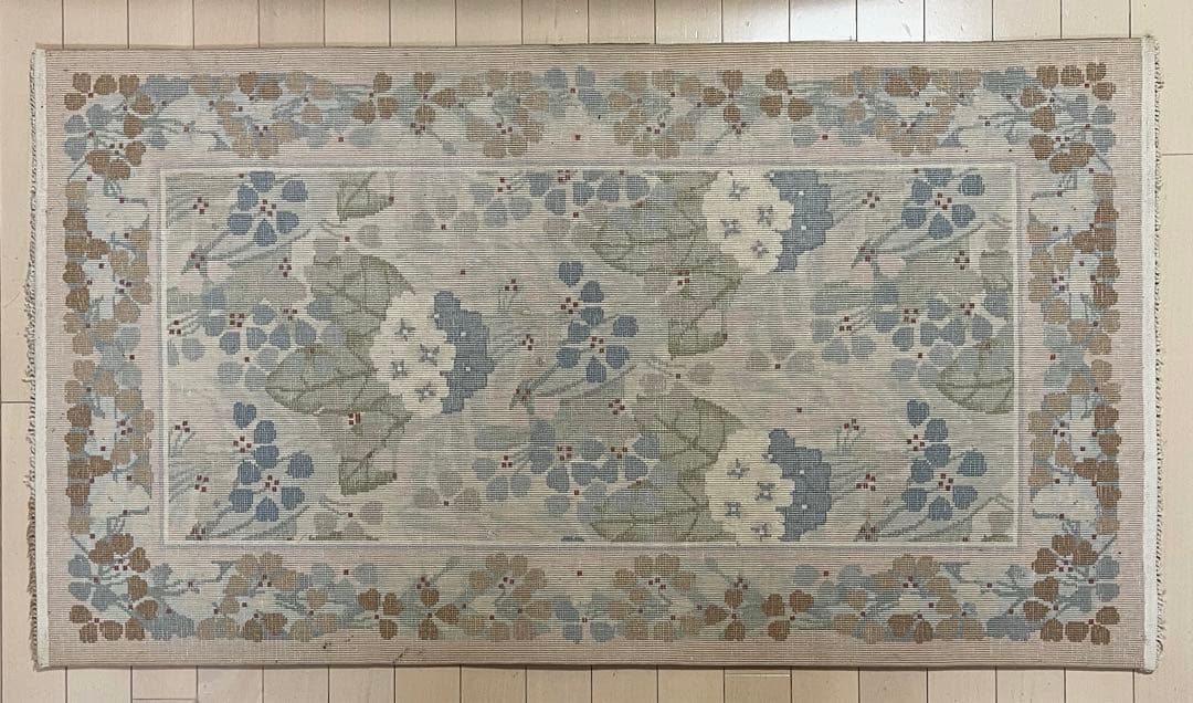 オールド 中国段通 シルク玄関 ラグ 横 123センチ