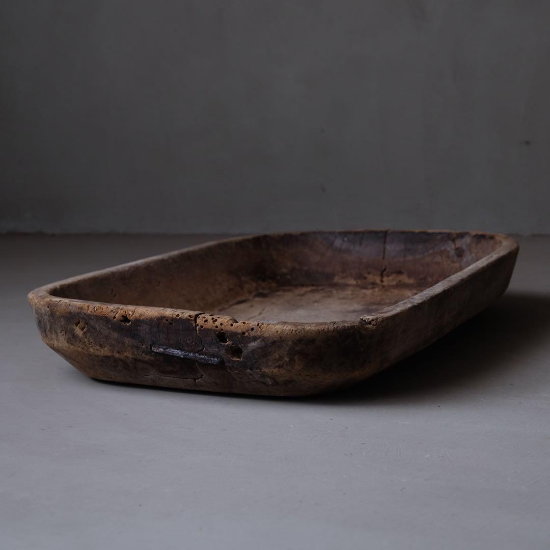 古い木鉢　飼い葉桶 木皿 水盤 古材 古道具 骨董 プリミティブ アンティーク