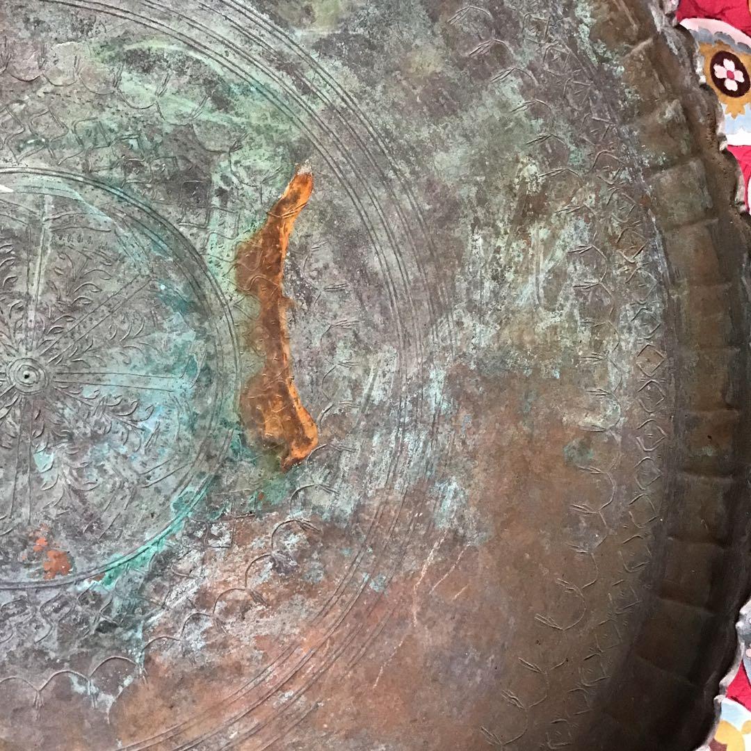 16世紀　オスマントルコ　ブロンズ　銅製　大型トレイ　アンティーク