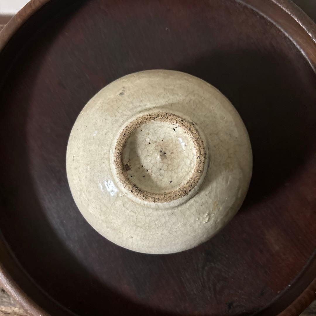 古い丸壷　白釉　塩笥壺　韓国骨董.アンティーク.古民芸.検:立原正秋.白磁.李朝