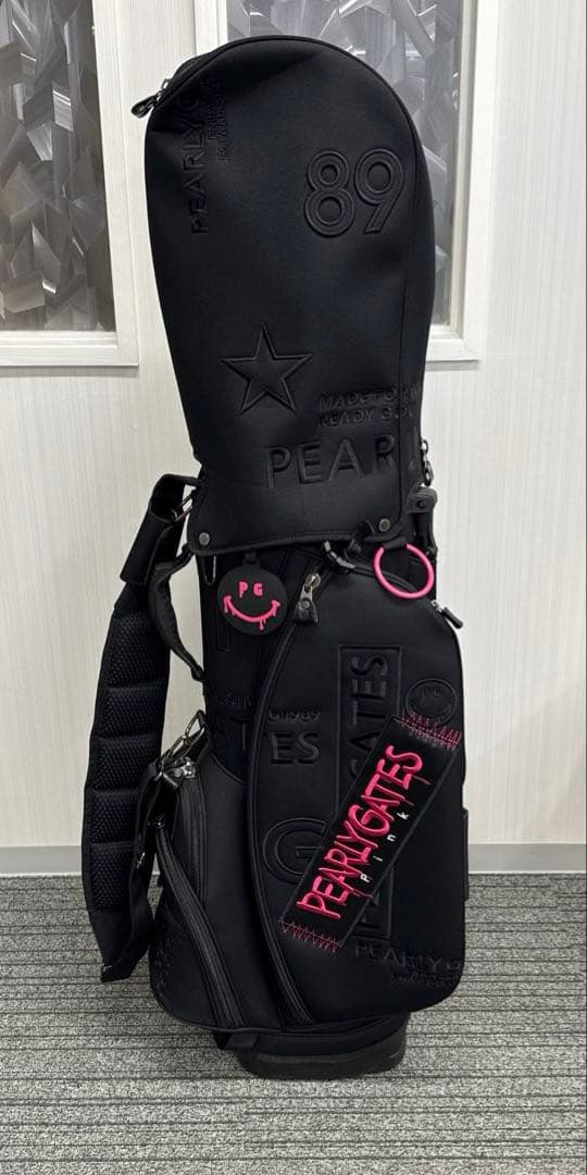 パーリーゲイツ　キャディバッグ 12点セット　ブラック×ピンク