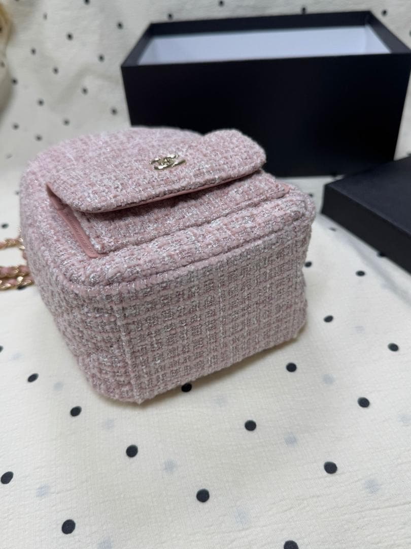 VIP★顧客限定 ピンク ツイード バックパック型ショルダーバッグopk