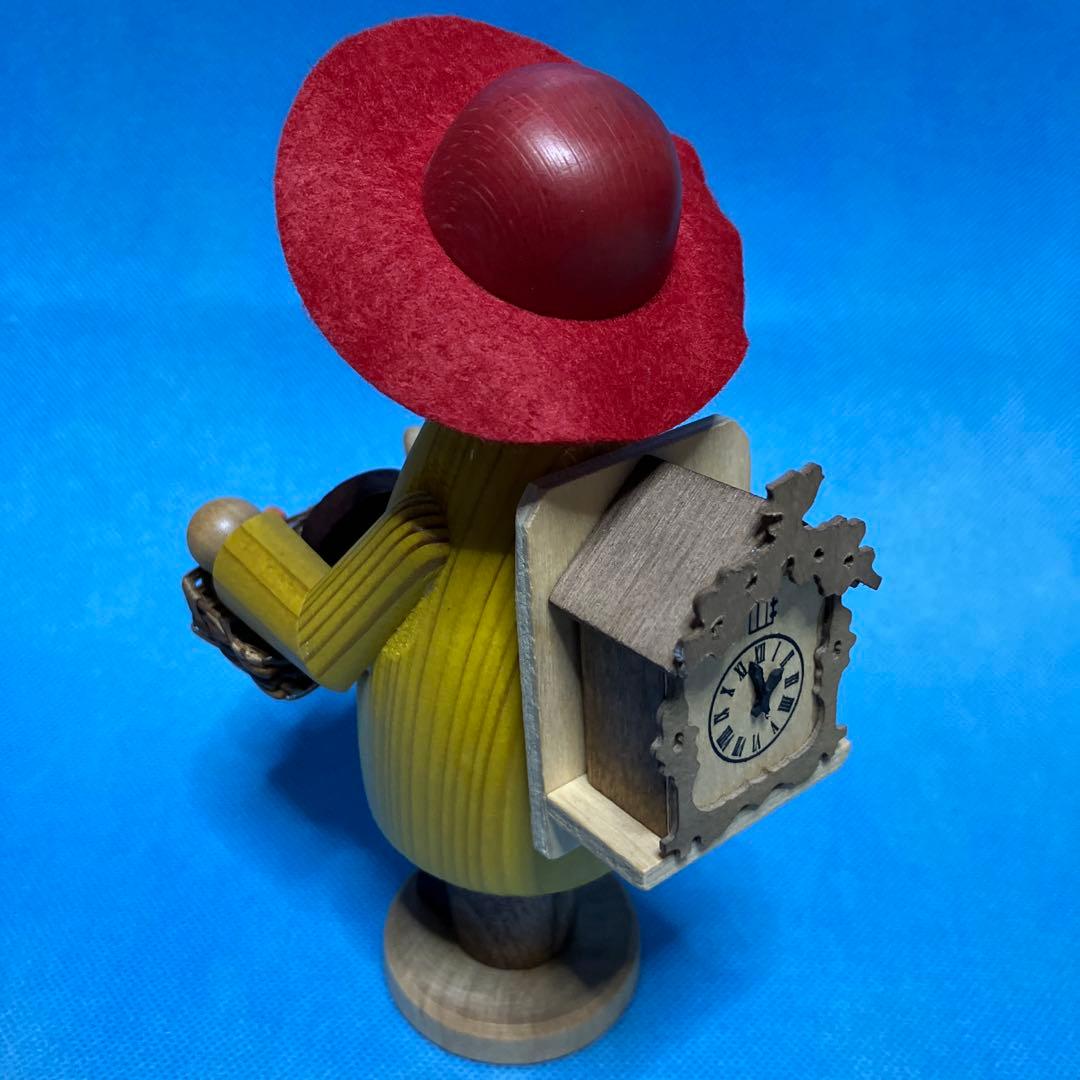 ドイツ クーネルト社 木製煙出し人形 ミニチュア時計バスケット付き