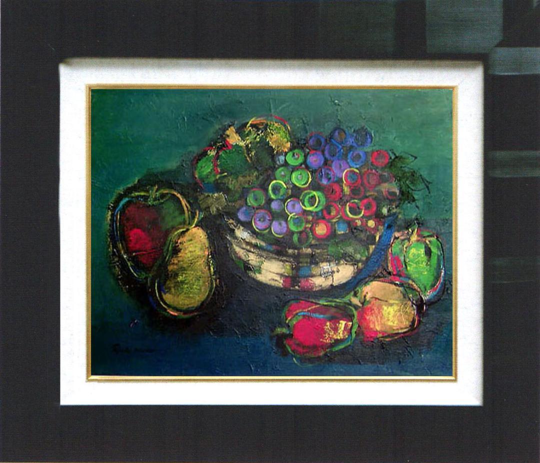 油絵 菅家令子 絵 絵画 インテリア uF6-061304 静物 フルーツ