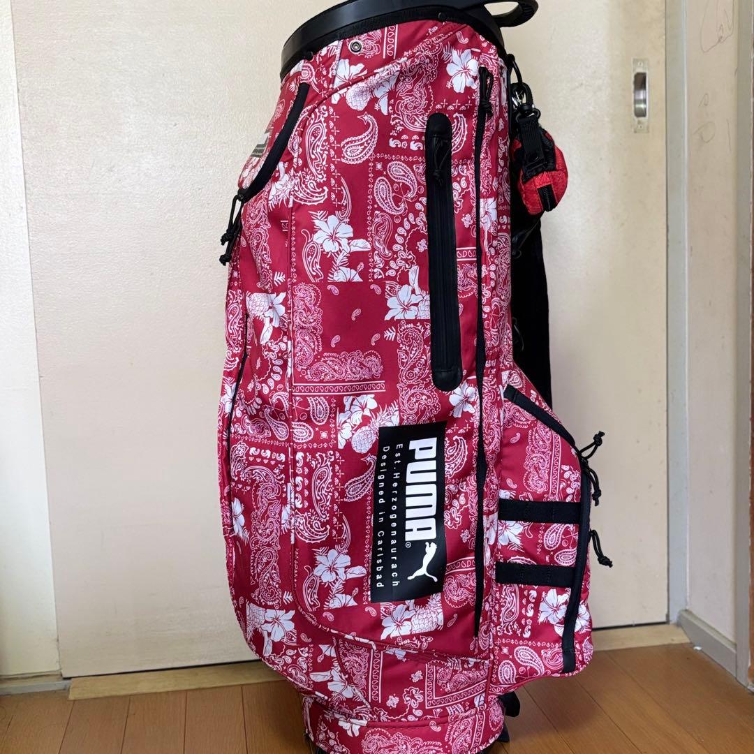 【即完売】プーマ バンダナ柄 激レア キャディバッグ 赤 限定入荷 ゴルフバッグ