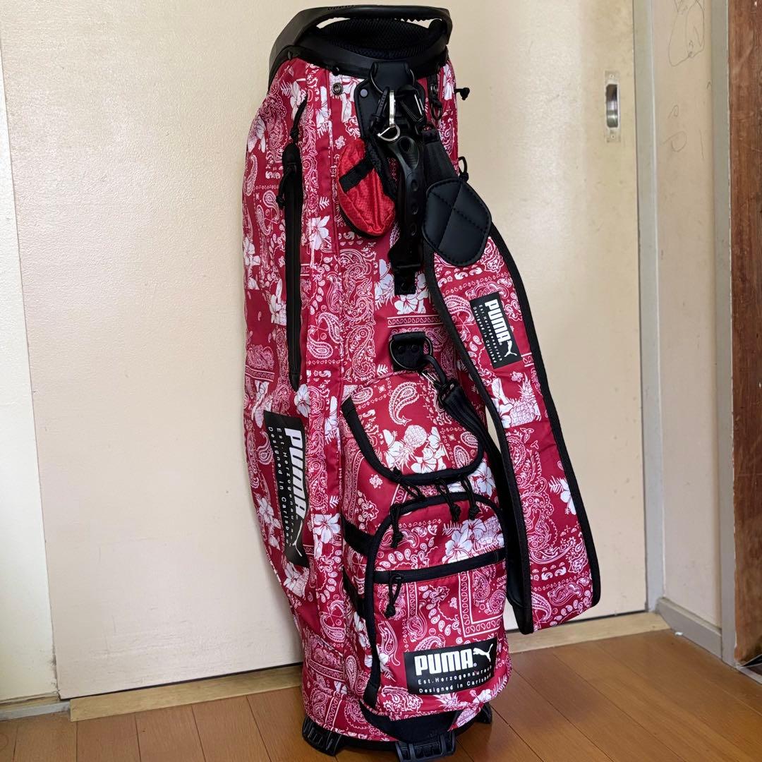 【即完売】プーマ バンダナ柄 激レア キャディバッグ 赤 限定入荷 ゴルフバッグ