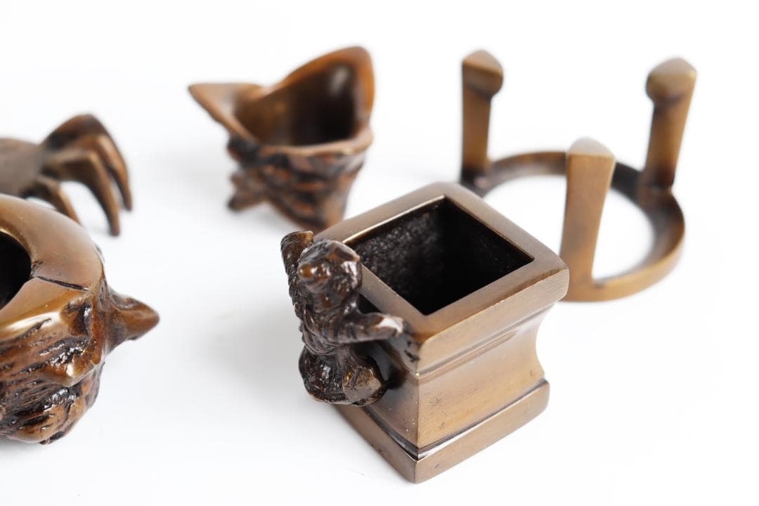 大野芳光 七種 蓋置 共箱 金属工芸工芸品唐銅