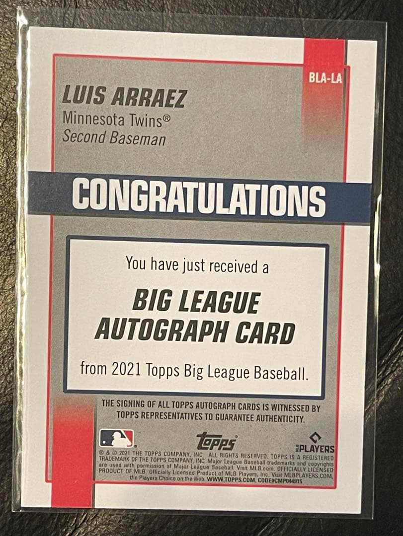 祝首位打者❗️Luis Areaez直筆サイン　MLB Auto