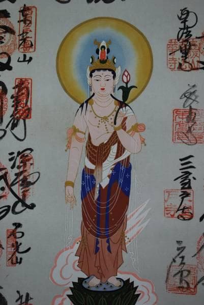 真作/西国三十三ヶ所霊場集印肉筆掛軸/布袋屋掛軸B-43