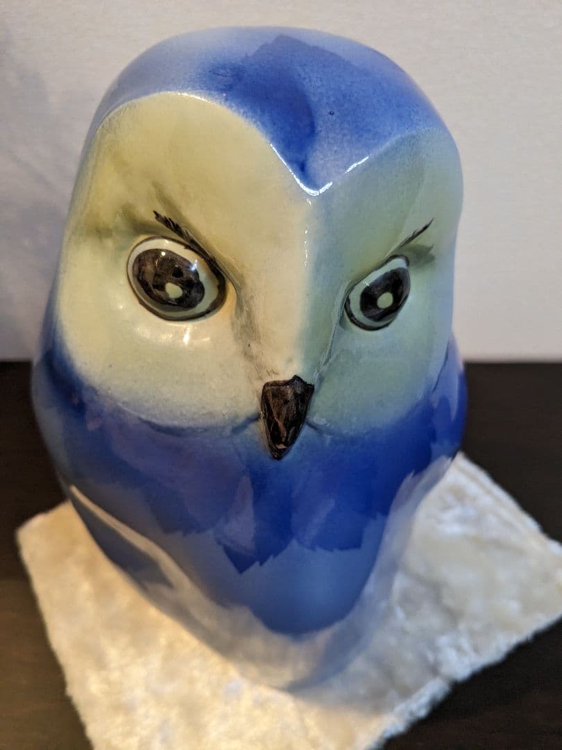 陶器製フクロウの置物 九谷焼